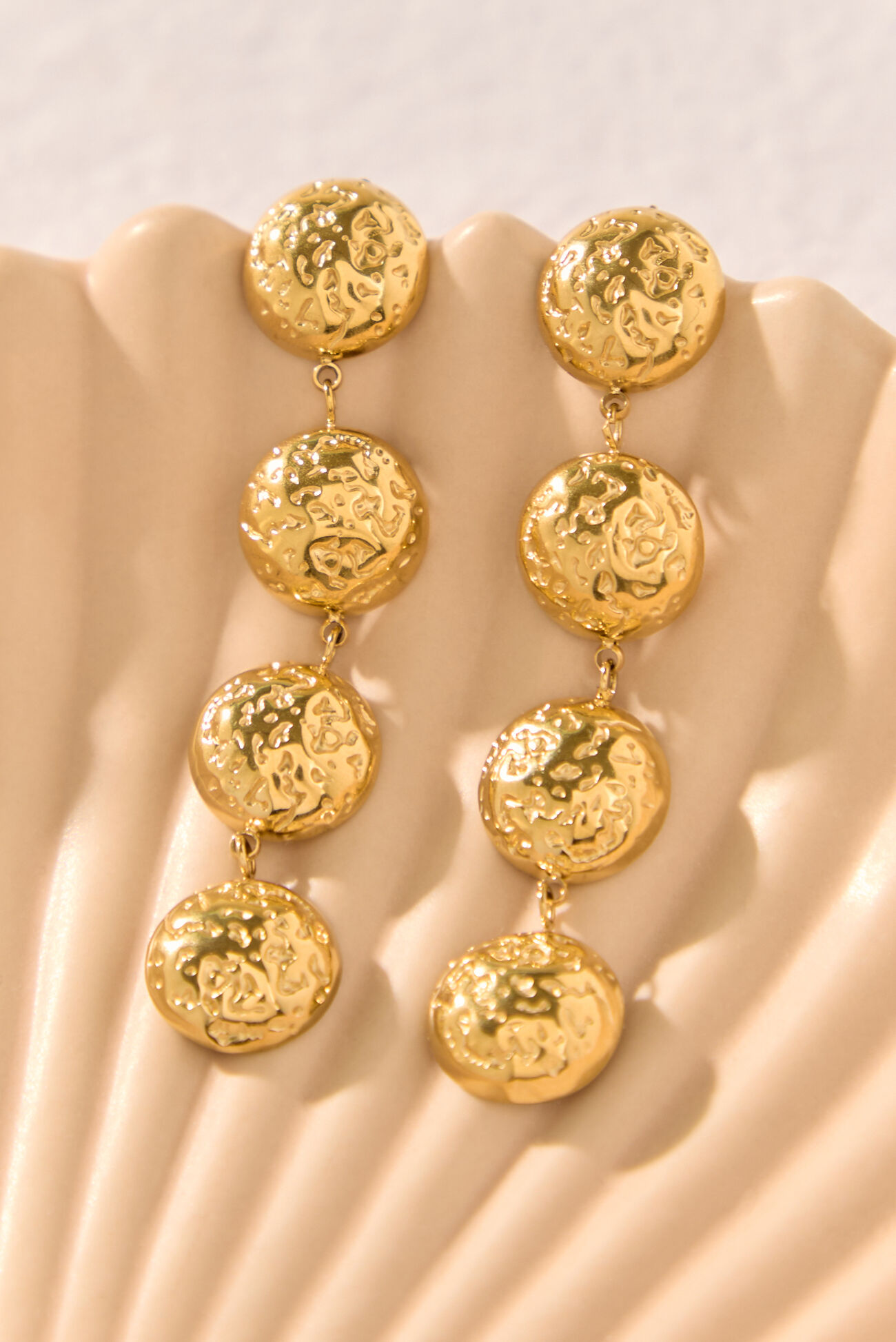 18K Marigold Hammered Dangle Earrings