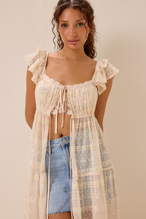 Cleo Tie Front Long Kimono - Altar'd State - 