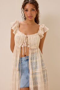 Cleo Tie Front Long Kimono Detail 2 - Altar'd State