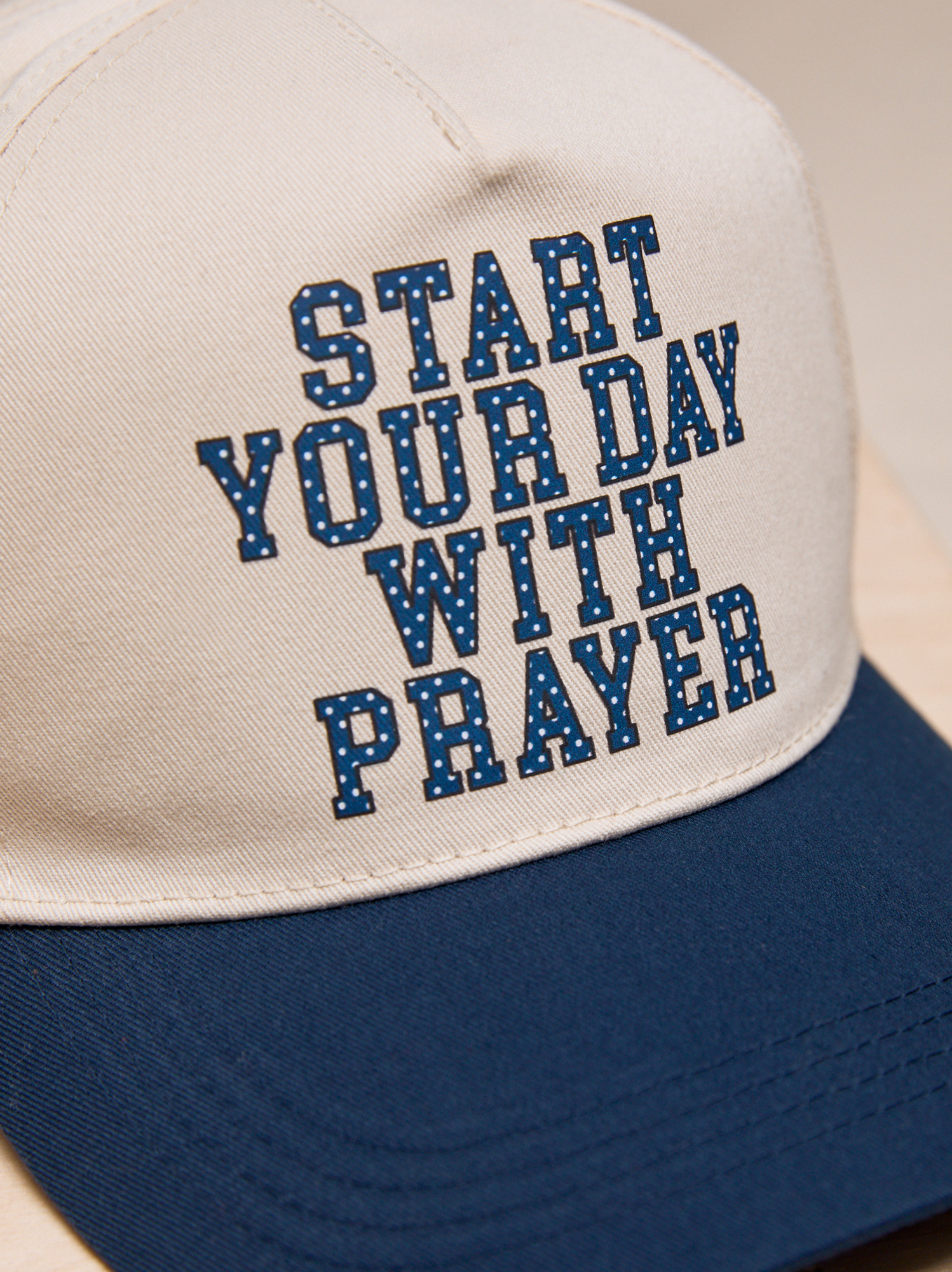 Start With Prayer Trucker Hat in Navy | AS Revival