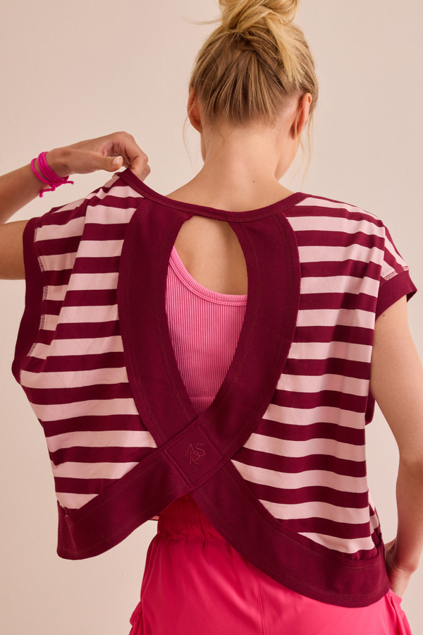 In Motion Stripe Circle Back Tee - Altar'd State
