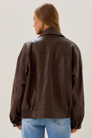 Maria Leather Bomber Jacket - Altar'd State - 