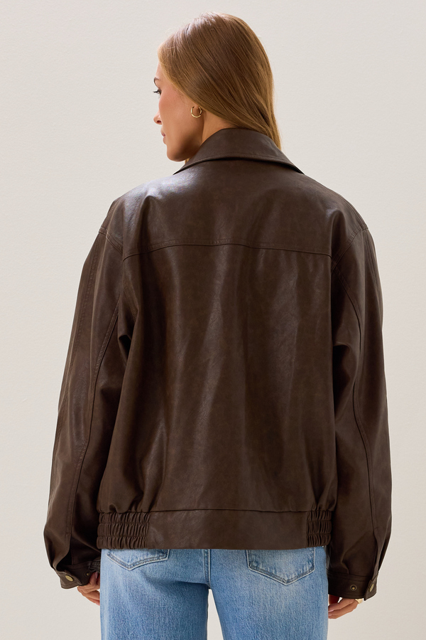 Maria Leather Bomber Jacket Detail 6 - Altar'd State