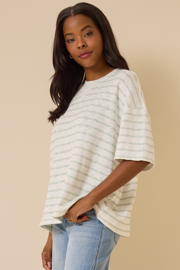 Hayden Oversized Stripe Tee Detail 3 - Altar'd State