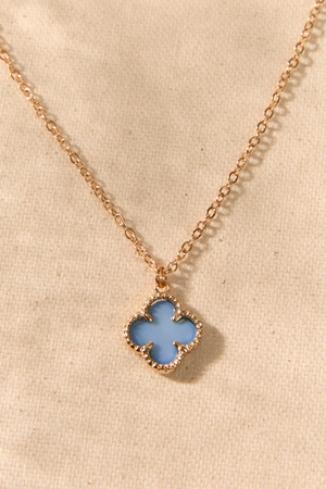 14K Gold Blue Clover Charm Necklace - Altar'd State - 