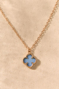 14K Gold Blue Clover Charm Necklace Detail 2 - Altar'd State