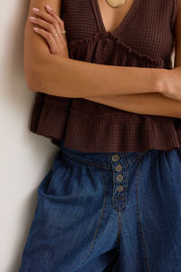 Andy High-Rise Button Front Boho Pant Detail 3 - Altar'd State