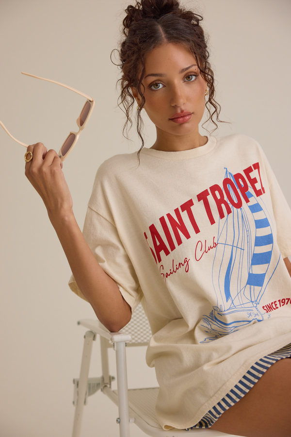 Saint Tropez Sailing Club Oversized Tee Detail 2 - Altar'd State