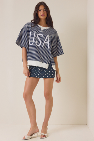 USA Striped Graphic Tee - Altar'd State - 