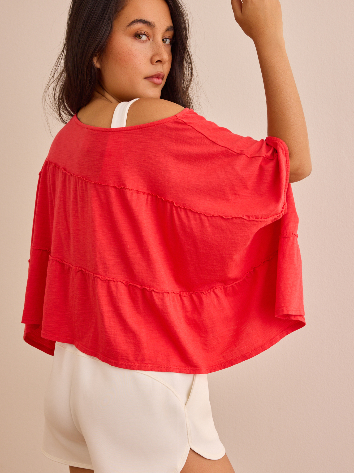 Zen Ruffle Tee in Red I AS Revival