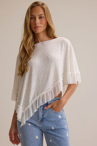 Sloane Asymmetrical Ruffle Poncho Detail 3 - Altar'd State