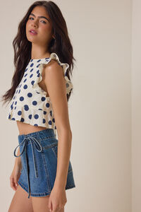 Dixie Side Tie Denim Skort Detail 4 - Altar'd State