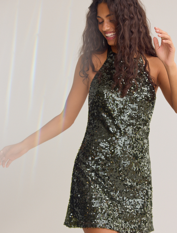 Agnes Sequin Halter Mini Dress Detail 2 - Altar'd State