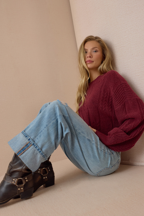 Berkley Cable Knit Sweater Detail 2 - Altar'd State