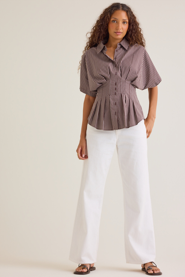 Alexis Stripe Pleated Top Detail 2 - Altar'd State