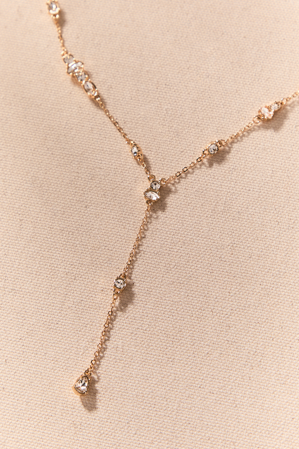 Gold Stapled Y Necklace - Altar'd State