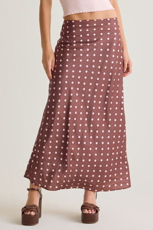 Rowan Polka Dot Satin Midi Skirt - Altar'd State - 
