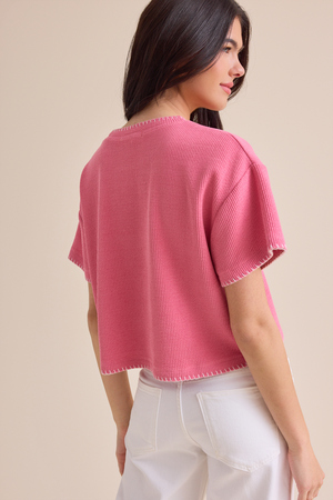 Makenzie Ribbed Whipstitch Top - Altar'd State - 