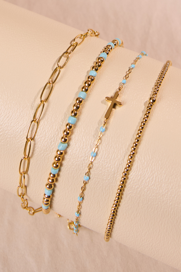 Dainty Cross Bracelet Set - Altar'd State