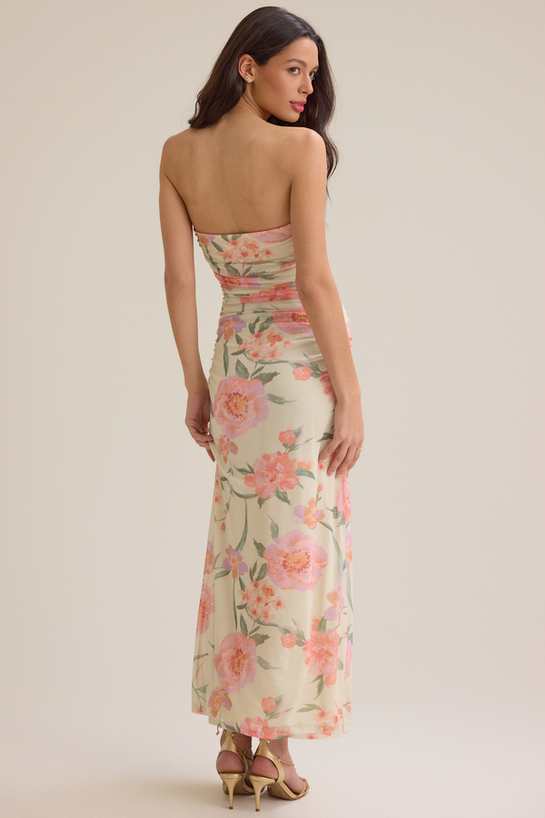 Ava Strapless Maxi Dress in Yellow & Pink | Altar'd State