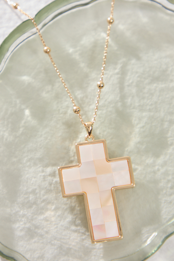 Mosaic Cross Necklace Detail 3 - Altar'd State