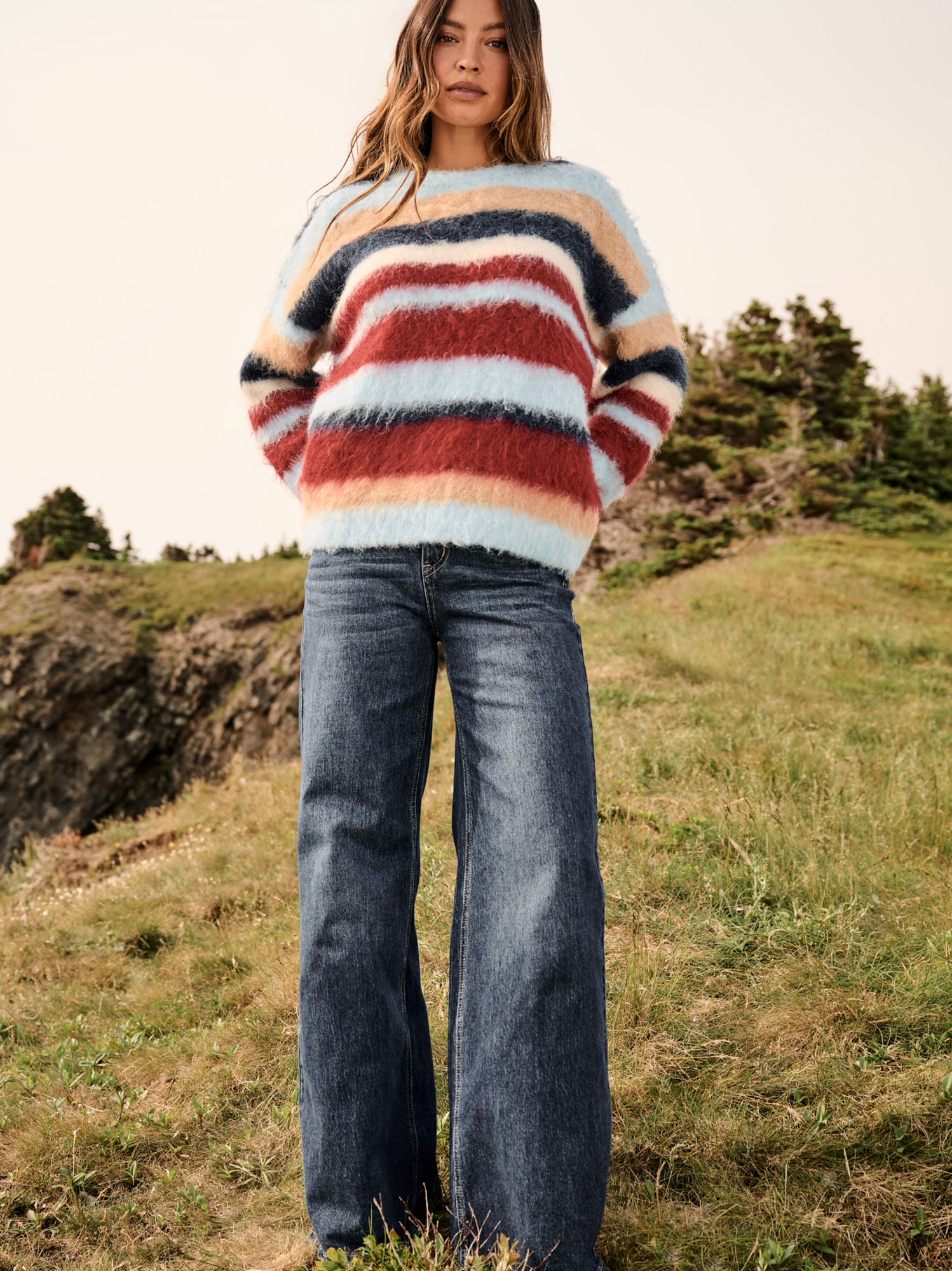 Hazel Striped Sweater in Blue Multi | Altar'd State