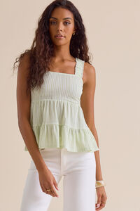 Adrianna Striped Babydoll Tank Detail 2 - Altar'd State