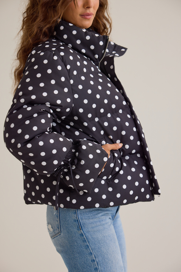 Macy Polka Dot Puffer Jacket Detail 4 - Altar'd State