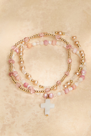 Beaded Cross Charm Bracelet Set - Altar'd State - 
