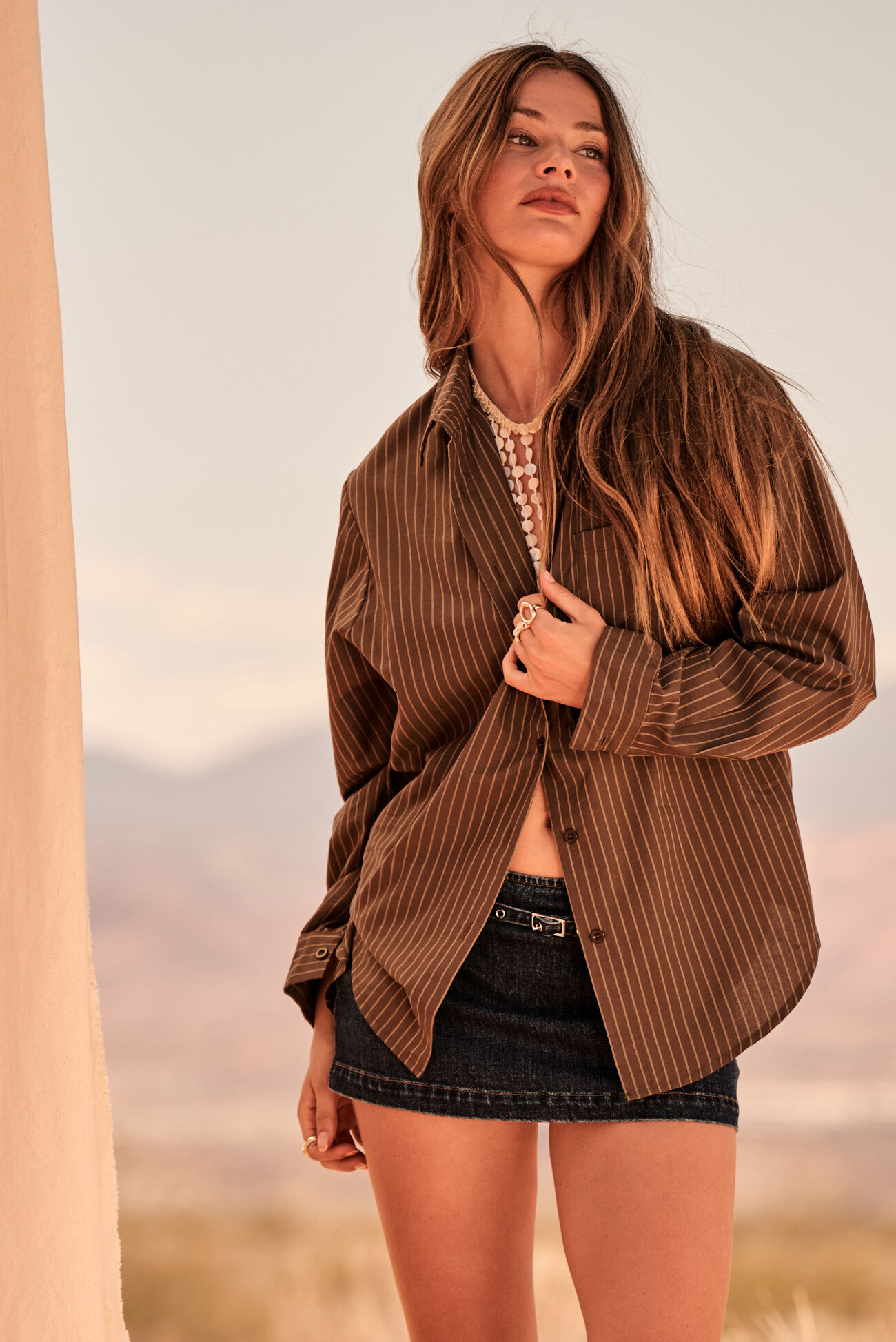 Luna Striped Button Up Top