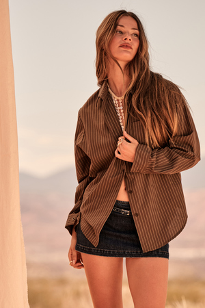 Luna Striped Button Up Top - Altar'd State - 