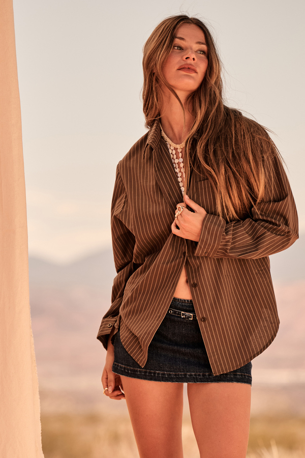 Luna Striped Button Up Top - Altar'd State