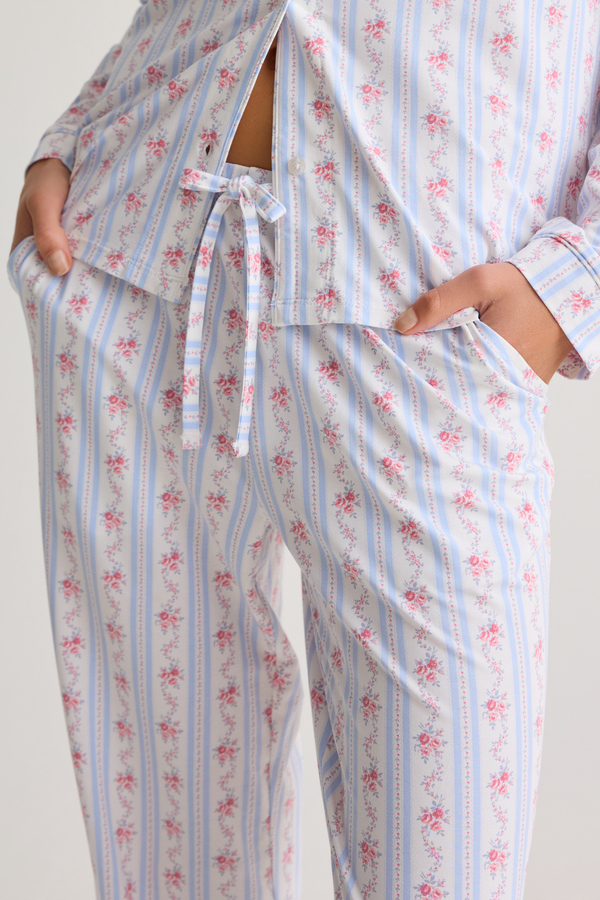 Anna Floral Striped Mama PJ Set Detail 3 - Altar'd State