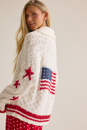 Liberty Flag Back Cardigan - Altar'd State - 