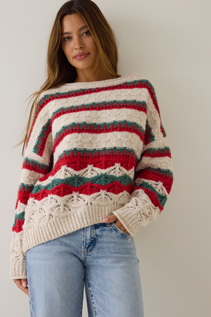 Carol Christmas Stripe Pullover - Altar'd State