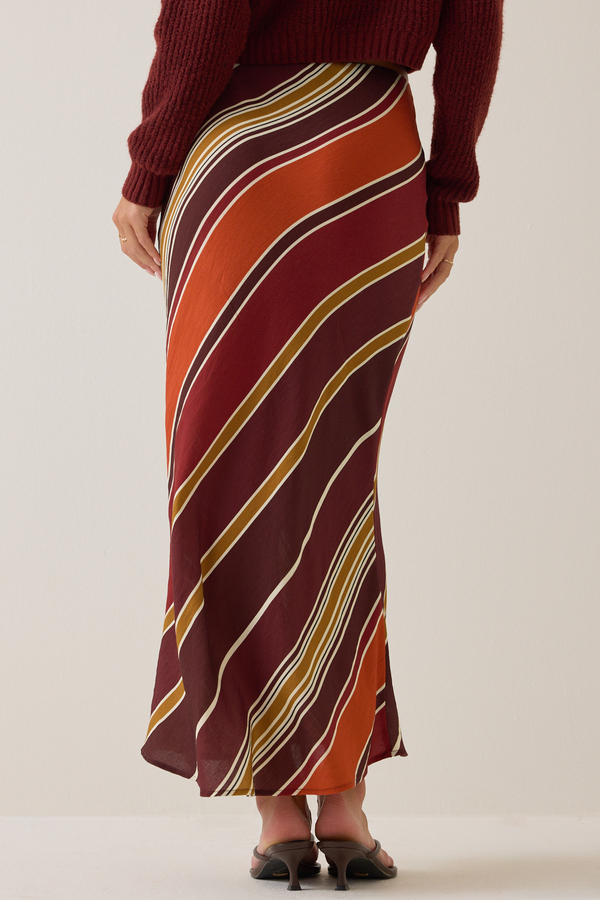 Asher Bias Stripe Midi Skirt Detail 6 - Altar'd State