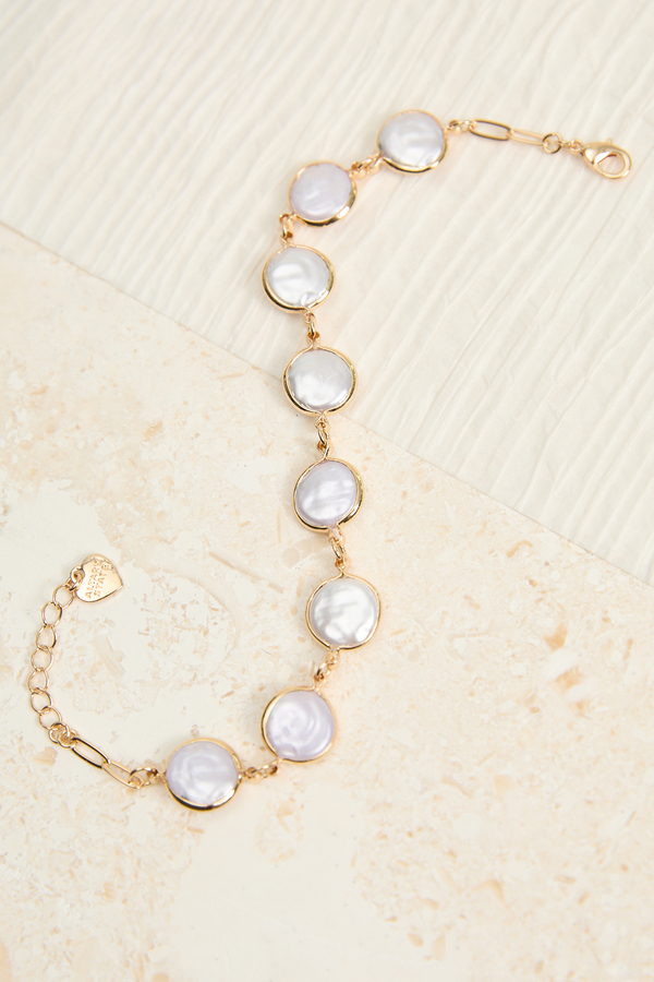 Gloria Coin Pearl Anklet Detail 2 - Altar'd State