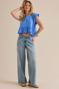 Kiki Short Sleeve Crochet Shirt Detail 2 - Altar'd State