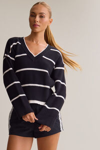 Sideline Stripe Pullover Detail 2 - Altar'd State