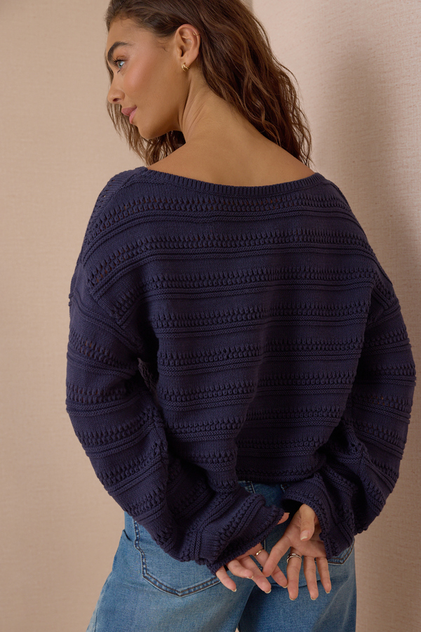 Jude Textured Boatneck Sweater Detail 5 - Altar'd State