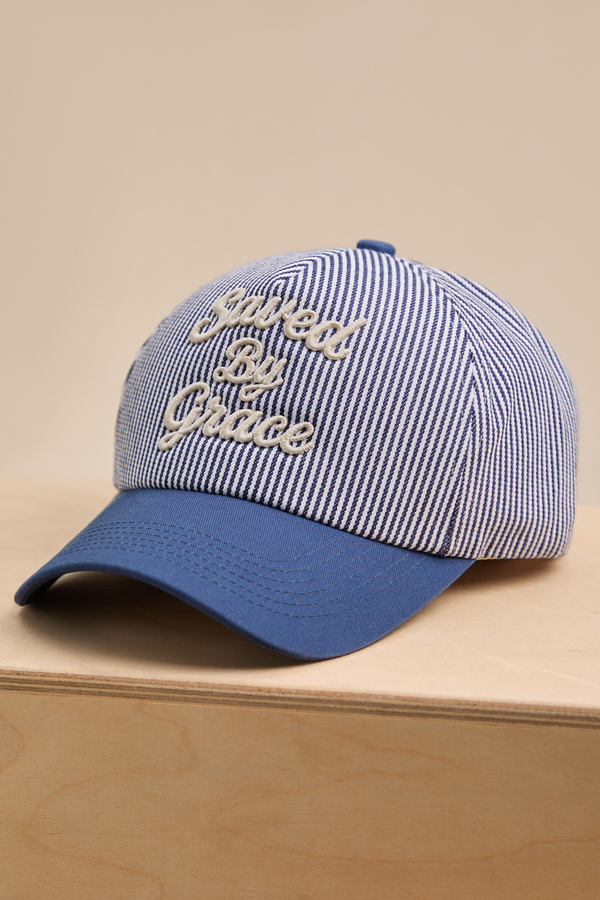 Saved By Grace Striped Trucker Hat - Altar'd State