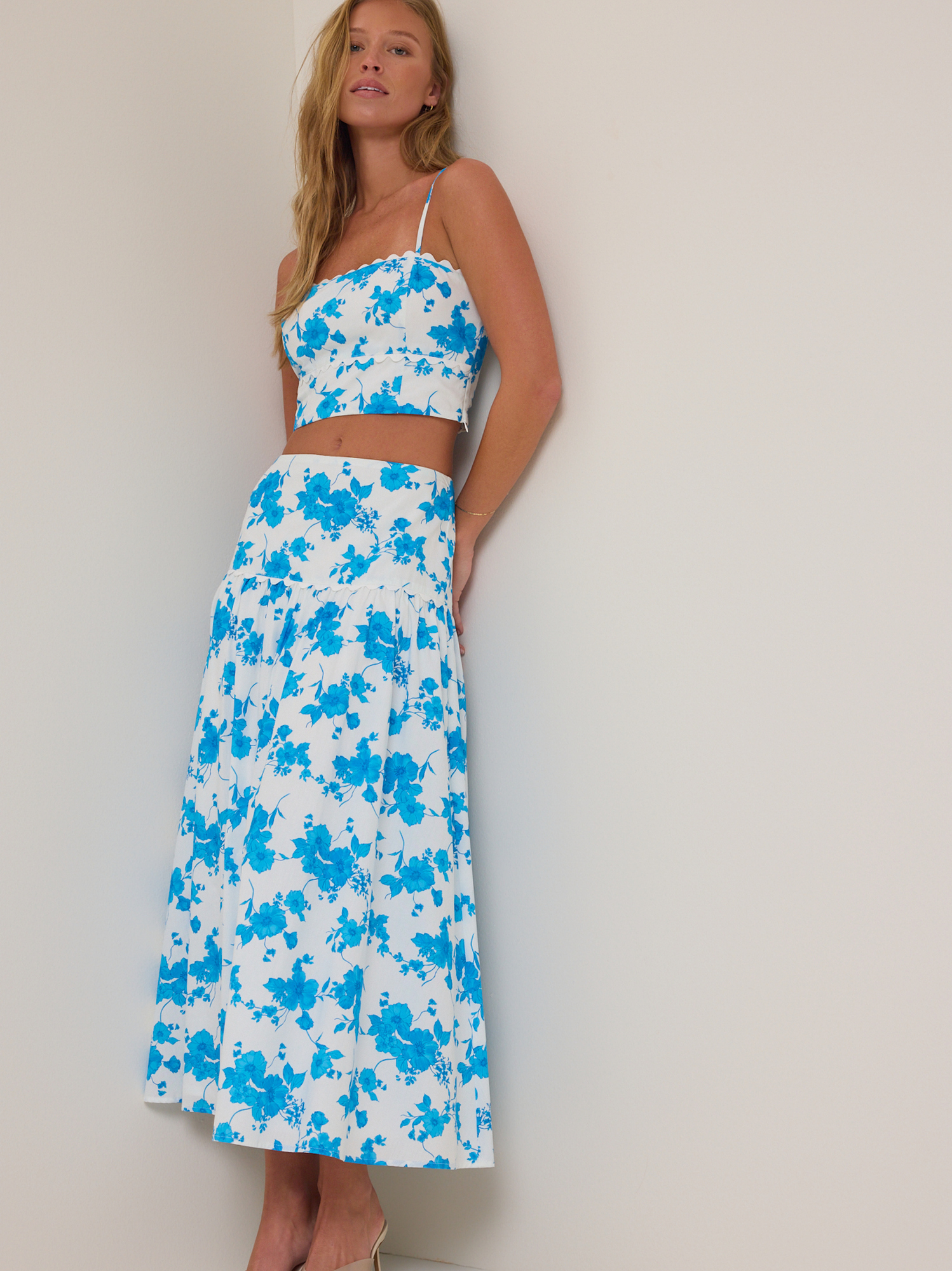 Kika Floral Tank Top in Ivory & Blue | Altar'd State