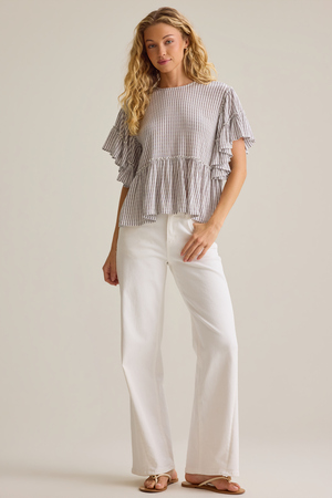 Rebecca Striped Ruffle Top - Altar'd State - 