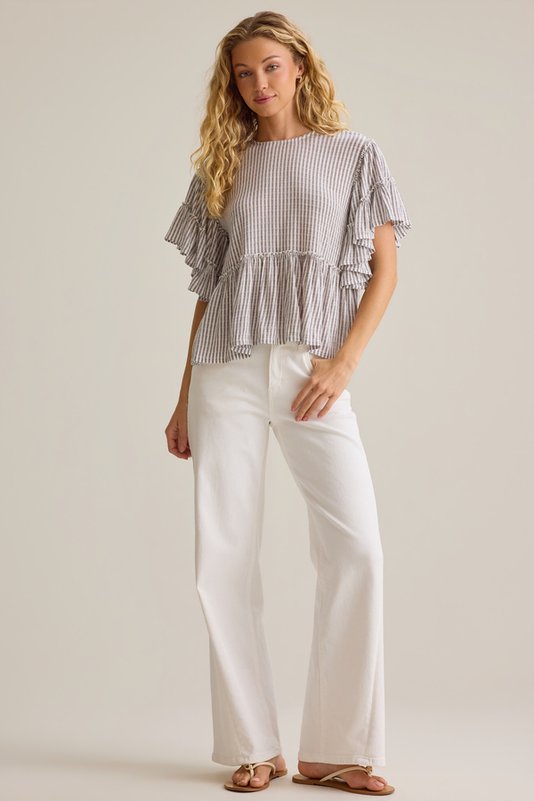 Rebecca Striped Ruffle Top - Altar'd State