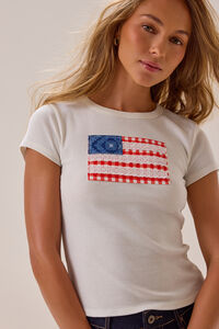 USA Flag Baby Tee Detail 2 - Altar'd State