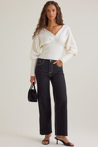 Kora Fitted V-Neck Sweater Detail 3 - Altar'd State