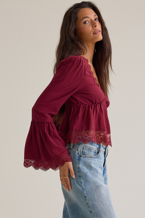 Chana Long Sleeve Babydoll Top - Altar'd State - 