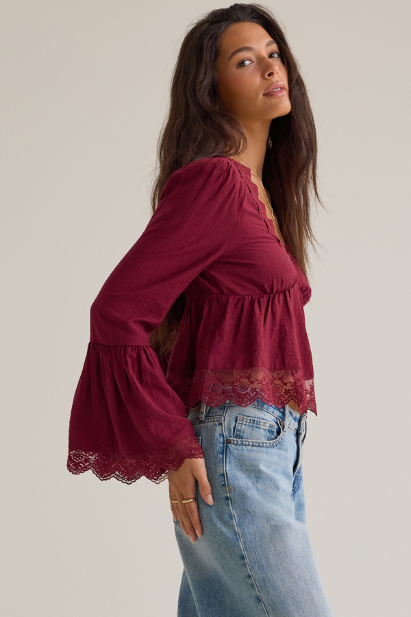 Chana Long Sleeve Babydoll Top Detail 5 - Altar'd State