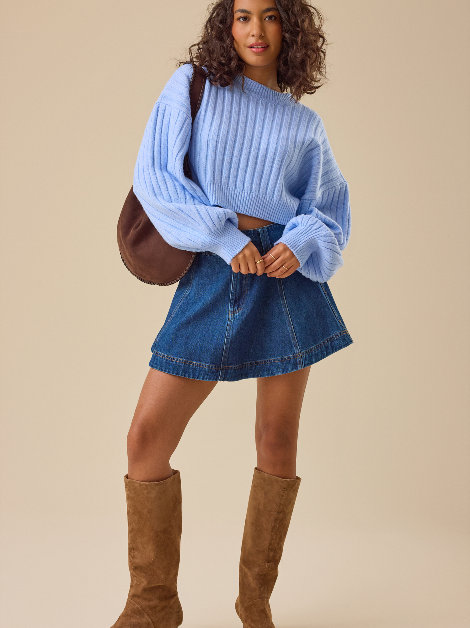 Amber Cropped Sweater in Blue | Altar'd State
