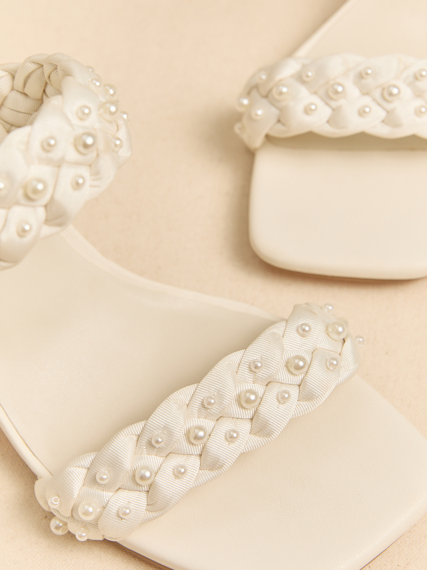Carla Braided Pearl Heels in White | Altar'd State